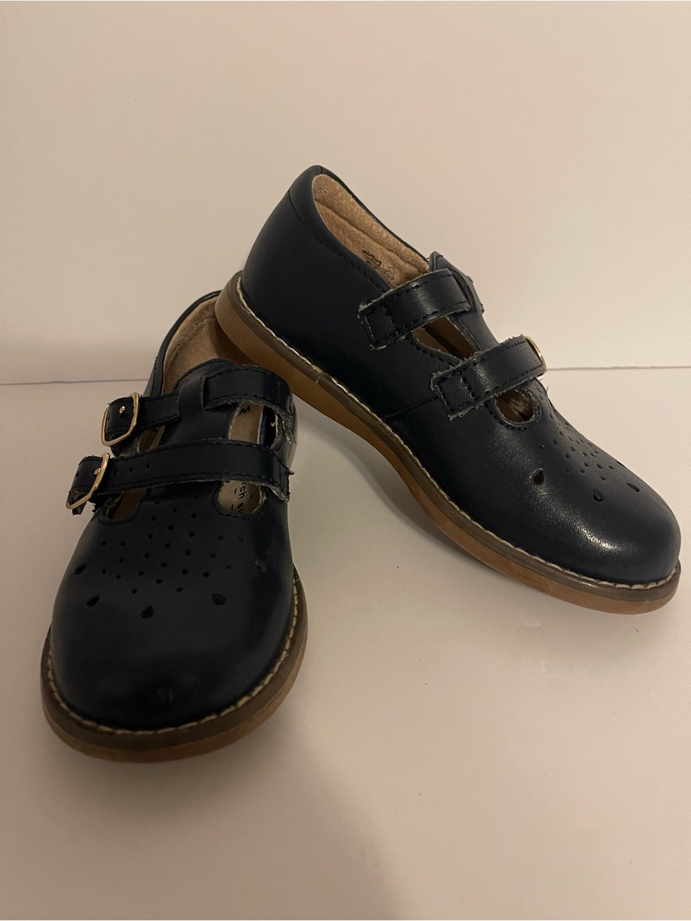 Footmates Double-Buckle Mary Jane Shoes Navy Girls 9.5 Wide